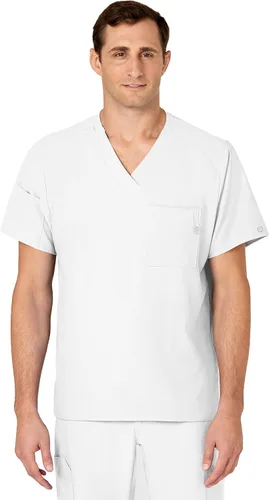 Vista 25 de WonderWink W123 6355 - Camiseta de manga corta para hombre Camiseta médica con cuello en V de 4 bolsillos, hecha para funcionar, ajustar, tela Negro