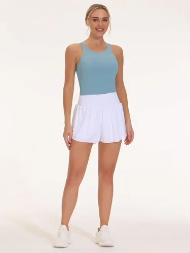Vista 5 de THE GYM PEOPLE Brasier deportivo sin mangas para mujer, para entrenamiento, correr, yoga, recortado, con relleno extraíble