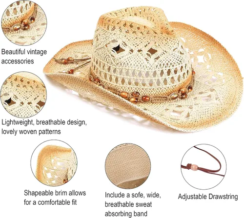 Vista 25 de Sombrero vaquero de paja con banda decorada, para disfraces de niños, de Simplicity