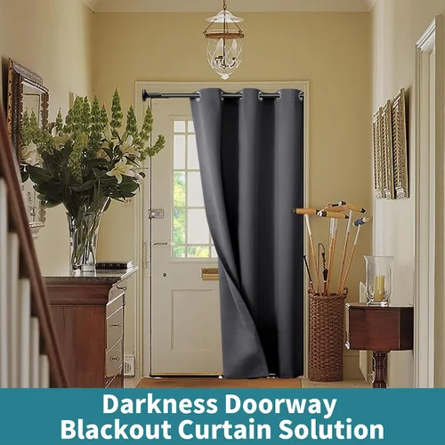 Vista 4 de BGment Cortina oscura gris para puerta de 78" de largo para entrada, cortina para armario de dormitorio, cortina divisora con aislamiento térmico