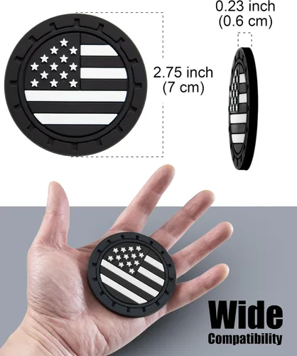 Vista 4 de Portavasos para automóvil, paquete de 4 unidades, bandera estadounidense de 2.75 pulgadas, antideslizante, a prueba de golpes, alfombrilla
