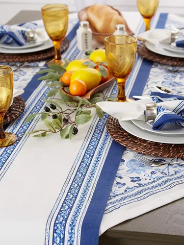 Vista 5 de DII Table Top Décor Collection - Camino de mesa de primavera y verano, 14x72 pulgadas, estampado de rayas de Oporto Oporto Stripe