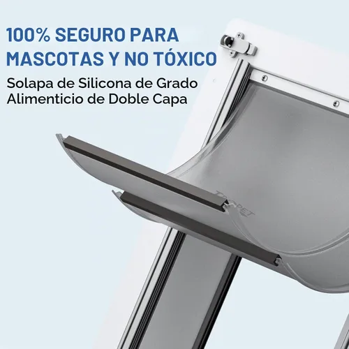 Vista 4 de Puerta para perro para pared, marco de acero, túnel telescópico y doble solapa de silicona de grado alimenticio, puerta grande para perros