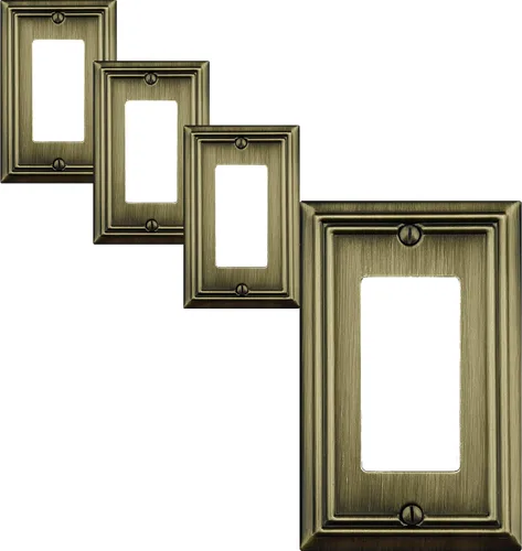 Vista 8 de OKAWYC Cubierta Individual en Blanco para Interruptor de Luz Placa de Pared de Metal Adler, Paquete de 4 Latón Antiguo 1 Gang, Cubierta