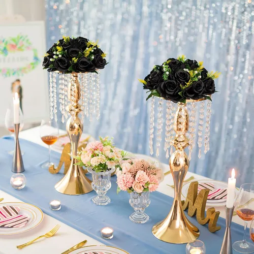 Vista 3 de Centros de mesa de flores para mesas de boda: decoraciones de mesa de Halloween, bolas de flores negras, centros de mesa para compromiso, ceremonia