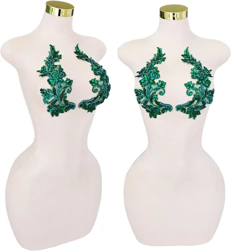 Vista 23 de Parches de cristal hechos a mano con cuentas de encaje de diamantes de imitación para accesorios de ropa de vestir (S1-champán)