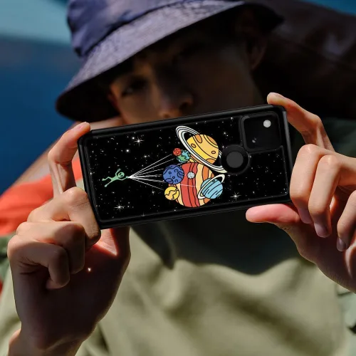 Vista 5 de Funda compatible con Google Pixel 4A 5G, sistema solar de globo alienígena, diseño de patrón increíble, a prueba de golpes, antiarañazos, carcasa