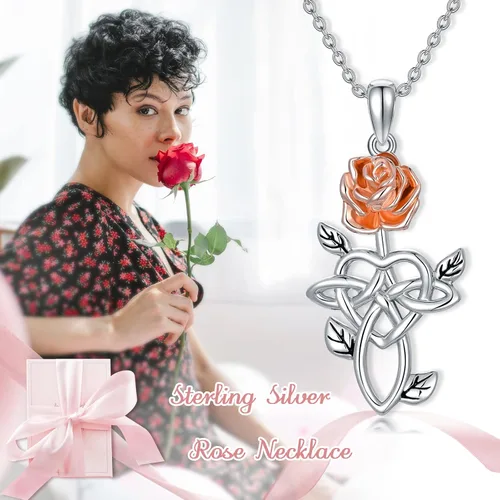 Vista 6 de VONALA Sterling Silver SunflowerRose CrossRoseLotus FlowerHonney BeePineapple Necklace for Women Flower Pendant Necklace Gifts for Girlfriend Wife