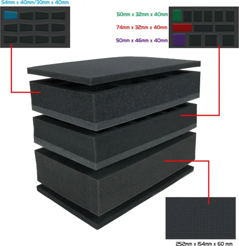 Vista 2 de ENHANCE Cartera miniatura de base ancha – Estuche compacto de almacenamiento y transporte para miniaturas DnD con correa, 3 bandejas de espuma