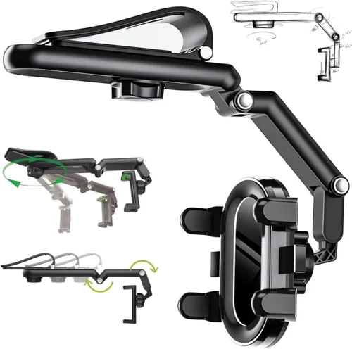 Vista 9 de Soporte giratorio y retráctil para teléfono para automóvil, multifunción con rotación de 1080°, soporte universal para teléfono celular, clip