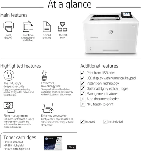 Vista 6 de HP LaserJet Enterprise M507dn Impresora monocromática con Ethernet integrado e impresión de 2 caras (1PV87A)