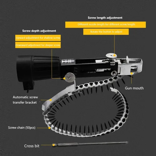 Vista 2 de Adaptador de cadena de taladro de tornillo para pistola de taladro eléctrico, rango de mandril automático de cadena de clavos, adaptador automático