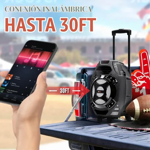 Vista 7 de QFX PBX-61081BT/RD bocina Bluetooth portable para fiestas Plateado