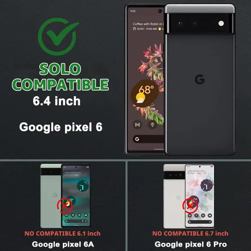 Vista 3 de Gritup Funda para Google Pixel 6 con cubierta deslizante para cámara y protector de pantalla (2 unidades), soporte de anillo giratorio 360°, funda