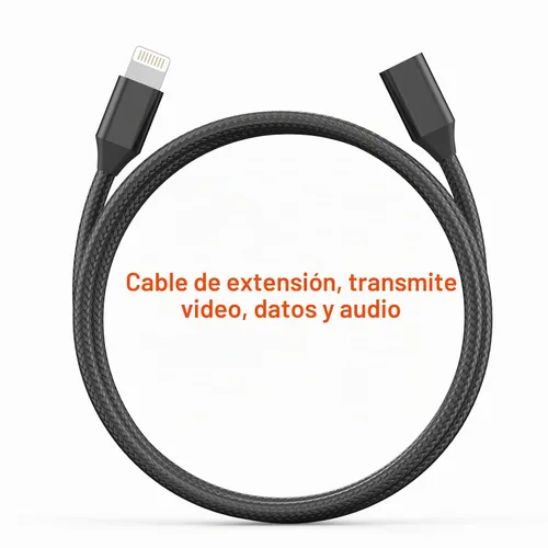 Vista 8 de Cable de extensión de cargador para iPhone, [certificado Apple MFi] Cable de nailon trenzado Lightning Extender Dock Cable macho a hembra adaptador