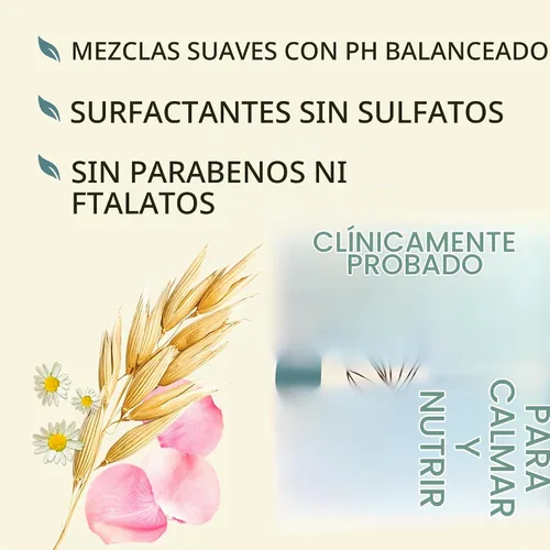 Vista 4 de Aveeno Champú de agua de rosas y manzanilla para cabello seco, hidratante