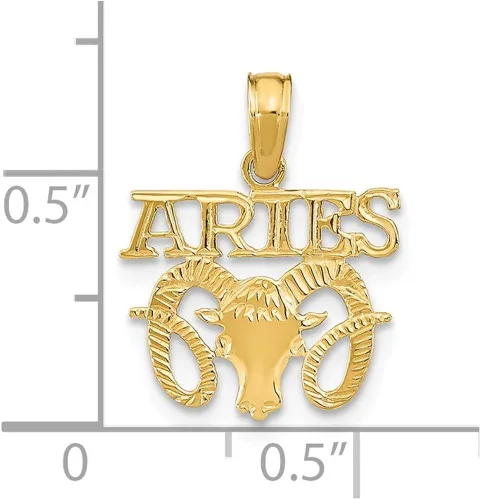 Vista 2 de Colgante de oro amarillo macizo de 14 quilates con diseño de bloque Aries 0.669in x 0.512in