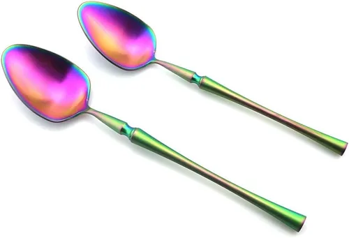 Vista 5 de JASHII Juego de cubiertos de lujo Rainbow mate, 6 piezas de cubiertos de acero inoxidable 18/10, juego de vajilla de vajilla de vajilla de platos
