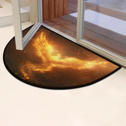 Vista 30 de Felpudo Semicircular de Animales Libélula Boho Lavable Tapete Semicírculo Antideslizante Absorbente Alfombras de Media Luna para Entrada