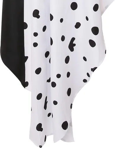 Vista 6 de Drofe Disfraz de Cruella Devil para mujer, disfraz de cosplay para Halloween