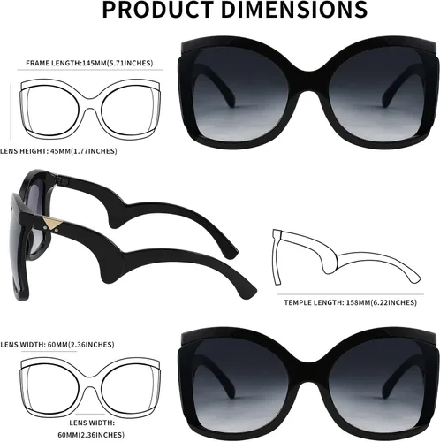 Vista 5 de FEISEDY gran tamaño cuadrado mariposa gafas de sol curvado brazo rizado marco mujeres moda sombras B4035