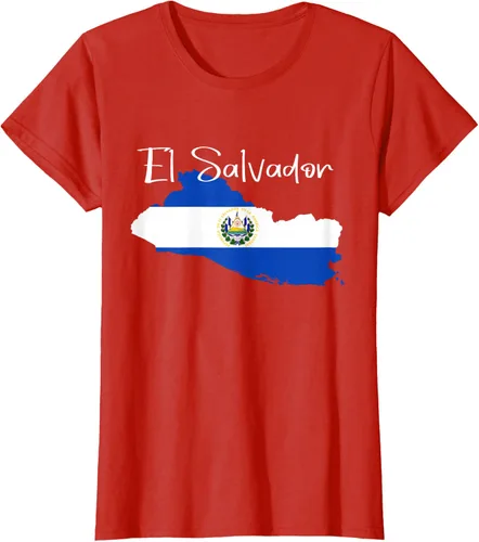 Vista 73 de Camiseta con la bandera de El Salvador, mapa de El Salvador, camiseta de Salvador para mujer