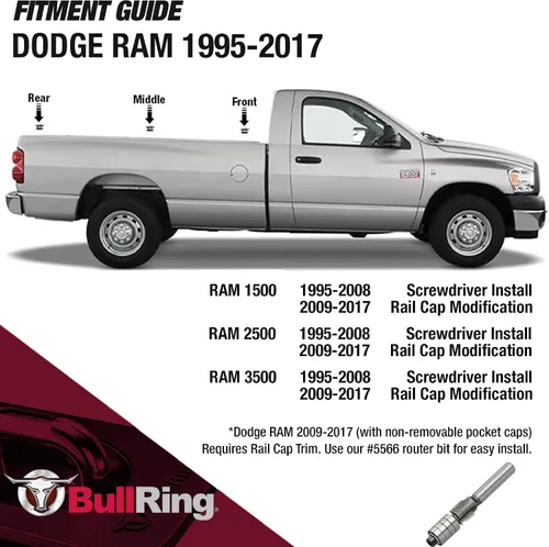 Vista 5 de 4001 Bull Ring clásico (1 par) Fits Ford F-150/Super Duty/Ranger, Chevy Silverado/GMC Sierra, Dodge Ram, Mazda B-Series, Top Rail Stake Pocket