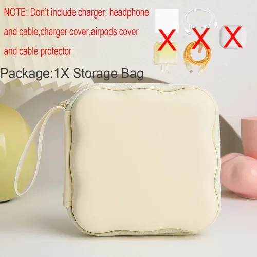 Vista 2 de Funda de almacenamiento para cargador, diseño de ondas, protector de cargador de viaje, organizador de cables para auriculares, caja