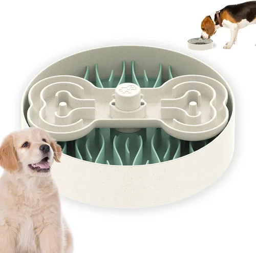 Vista 7 de Puzzle Feeder Cuenco de alimentación lenta para perros con base antideslizante, diseño de velocidad ajustable, insertos de rompecabezas extraíbles