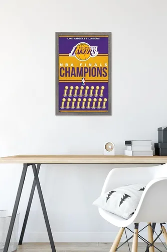 Vista 6 de Trends International NBA Los Angeles Lakers - Póster de pared de Champions 23, 22.4 pulgadas de largo x 14.7 pulgadas, versión enmarcada de madera