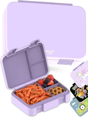 Vista 11 de BEARFOOT Lonchera infantil con compartimentos – Compacta y ligera A prueba de fugas, sin BPA, apta para lavavajillas Diseño dibujado a mano