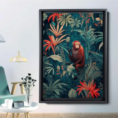 Vista 6 de Mid-Century Modern Jungle Monkey in Rainforest Trees - Captivating Nature and Wilderness Artwork - Animal Wall Art Celebration