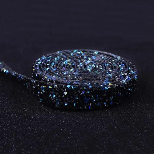 Vista 21 de Dowarm Cinta de diamantes de imitación de 3 yardas, rollo de cinta de diamantes de imitación, envoltura de malla con diamantes de imitación Negro