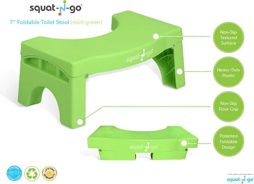Vista 4 de Taburete plegable Squat N Go de 7 pulgadas, el único taburete plegable para inodoro, práctico y compacto, ideal para viajes, se adapta a todos