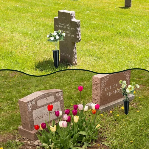 Vista 5 de Jetec 12 juegos de jarrones de cementerio con púas, conos para decoración de cementerios, jarrones florales conmemorativos de plástico