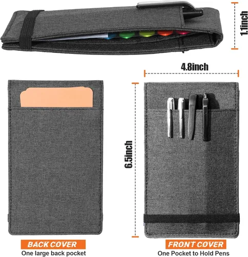 Vista 2 de Funda para Cuaderno para Rocketbook Mini y Field Notes con Espiral Superior (3.5"x5.5") - Estuche Resistente al Agua con Soporte para Bolígrafo