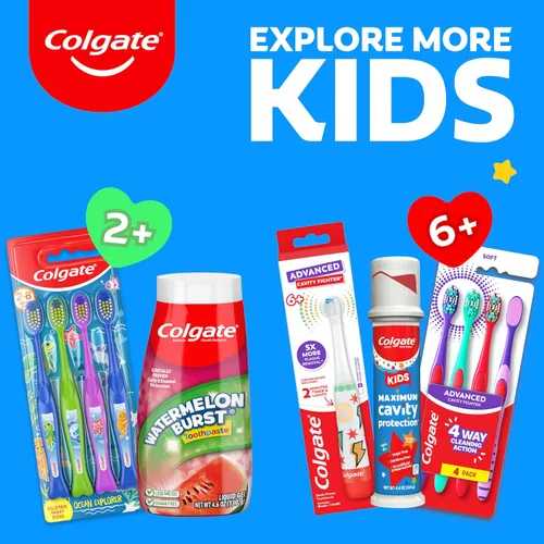 Vista 13 de Colgate pasta de dientes anticavidades para niños con flúor para edades de 2+, sabor a explosión de sandía - 4.6 onzas (4 unidades) For Ages 2 and