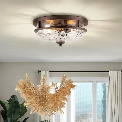 Vista 3 de Edwarmlux Lámparas de techo empotradas, lámpara de techo de granja de 2 luces cerca del techo, lámpara de techo industrial para cocina, pasillo