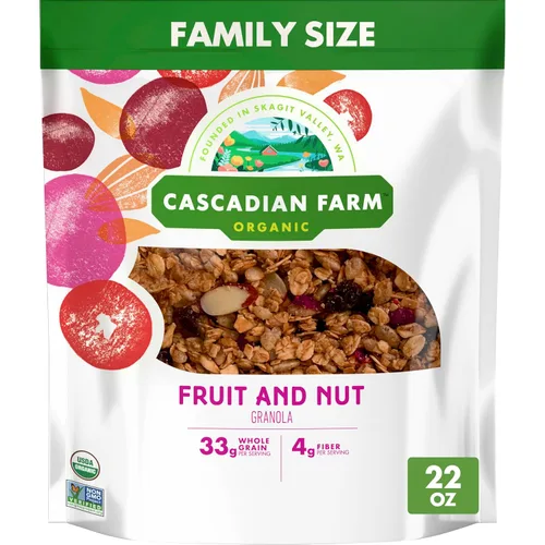 Vista 8 de Cascadian Farm Granola orgánica, cereales de canela y pasas, bolsa resellable, 11 onzas
