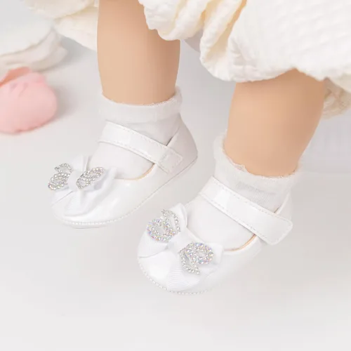 Vista 3 de Zapatos planos Mary Jane para bebés y niñas, suela de goma antideslizante con Bownot para primeros pasos, zapatos de vestir de boda de princesa