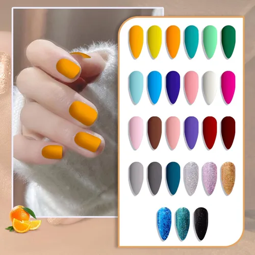 Vista 2 de JEWHITENY Juego de 30 esmaltes de uñas de 27 colores, verde, azul, rosa, naranja, Gitter Sock Off Gel Polish con capa base superior mate y brillante