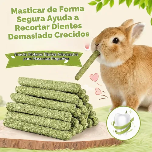 Vista 7 de 40 piezas de palitos de heno naturales para masticar conejo