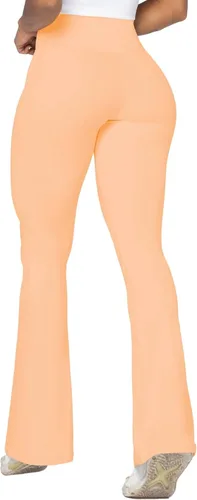 Vista 3 de Sunzel Leggings acampanados, pantalones de yoga cruzados con control de abdomen, cintura alta y pierna ancha, sin costuras frontales