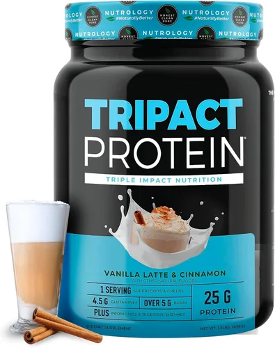 Vista 13 de Nutrology TRIPACT Proteína en polvo – Batido de reemplazo de comidas 7 en 1 con proteína de suero en polvo alimentado con hierba, guisante, arroz