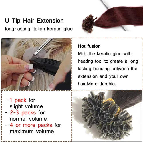 Vista 262 de SEGO Extensiones de cabello humano con micro cuentas, extensiones de cabello humano con micro bucle, lacio, natural, fusión fría, 1.76 oz/paquete