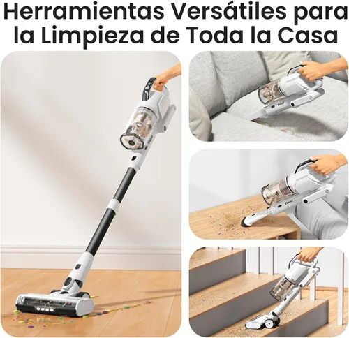 Vista 6 de Klarpul Aspiradora inalámbrica, 2 baterías, 140 minutos de tiempo de funcionamiento, 600 W, 50 Kpa, aspiradora inalámbrica, aspiradora de pie