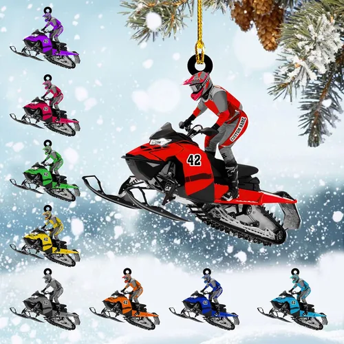 Vista 14 de Zapatos de motos de nieve personalizados personalizados adorno de Navidad de acrílico para amantes de motos de nieve (SM 1)