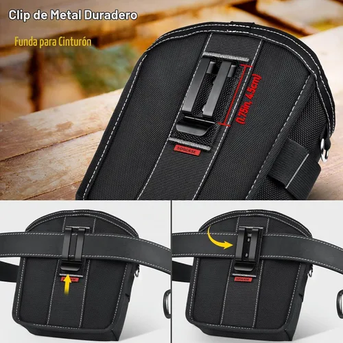 Vista 5 de Bolsa de herramientas SOGCASE para clavos y tornillos con clip para cinturón (XL, Negro)