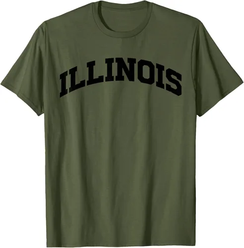 Vista 54 de Illinois Gift - Camiseta de diseño deportivo con texto universitario, gris, S