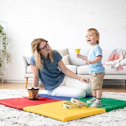 Vista 7 de ECR4Kids SoftZone Quad Fold-N-Go Activity Mat, Folding Playmat, Contemporary